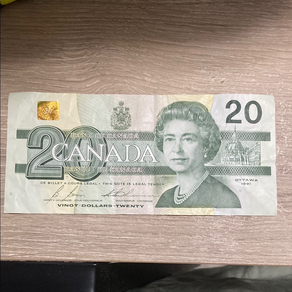 Vintage 1991 Canadian 20 Dollar Bill